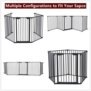 142 Inch Wide Steel Configurable Safety Baby Gate Fireplace Fence 6 Panel Mental Play Yard for ToddlerPetChristmas Tre B086HPXS39 3