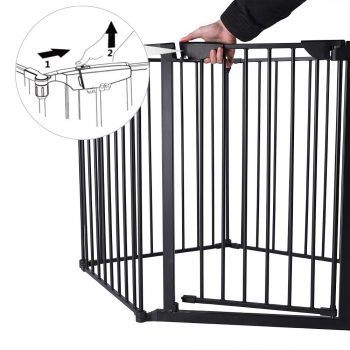 142 Inch Wide Steel Configurable Safety Baby Gate Fireplace Fence 6 Panel Mental Play Yard for ToddlerPetChristmas Tre B086HPXS39 6