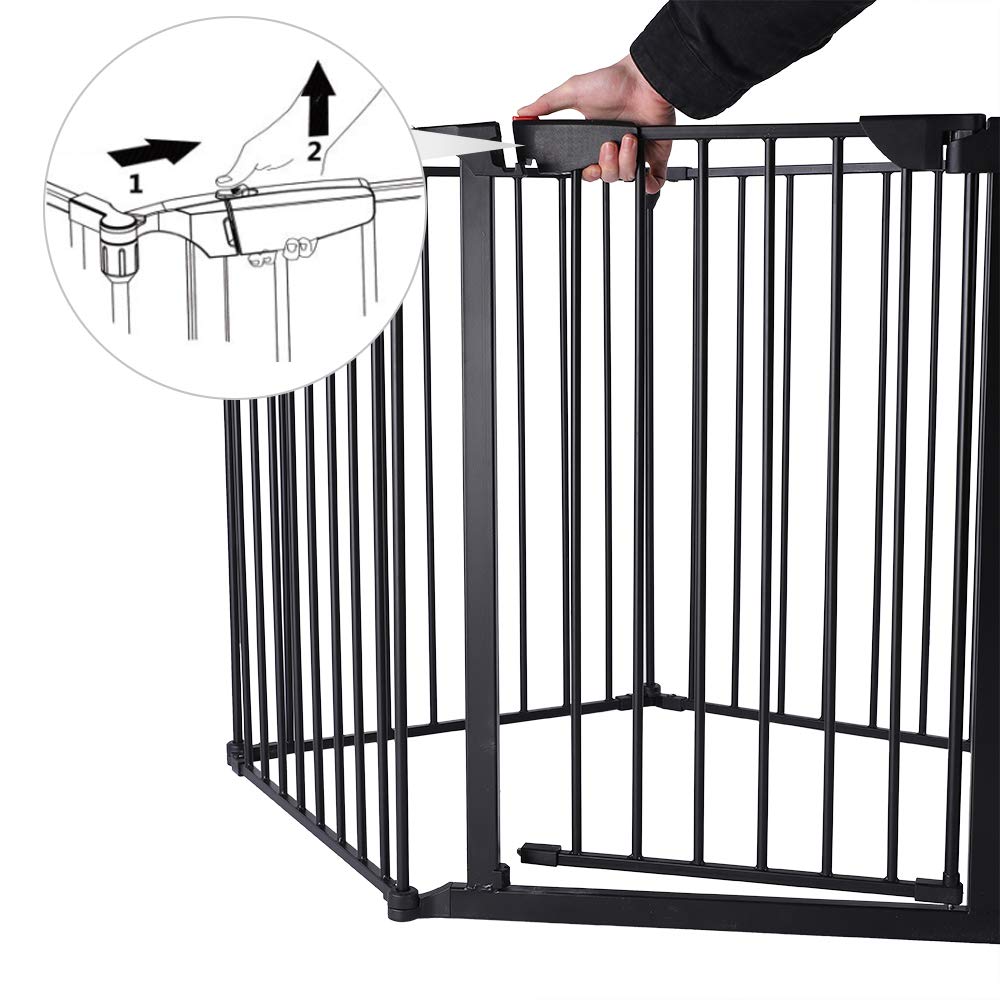 142 Inch Wide Steel Configurable Safety Baby Gate Fireplace Fence 6 Panel Mental Play Yard for ToddlerPetChristmas Tre B086HPXS39 6