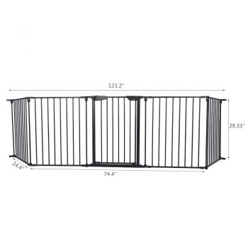 142 Inch Wide Steel Configurable Safety Baby Gate Fireplace Fence 6 Panel Mental Play Yard for ToddlerPetChristmas Tre B086HPXS39 7