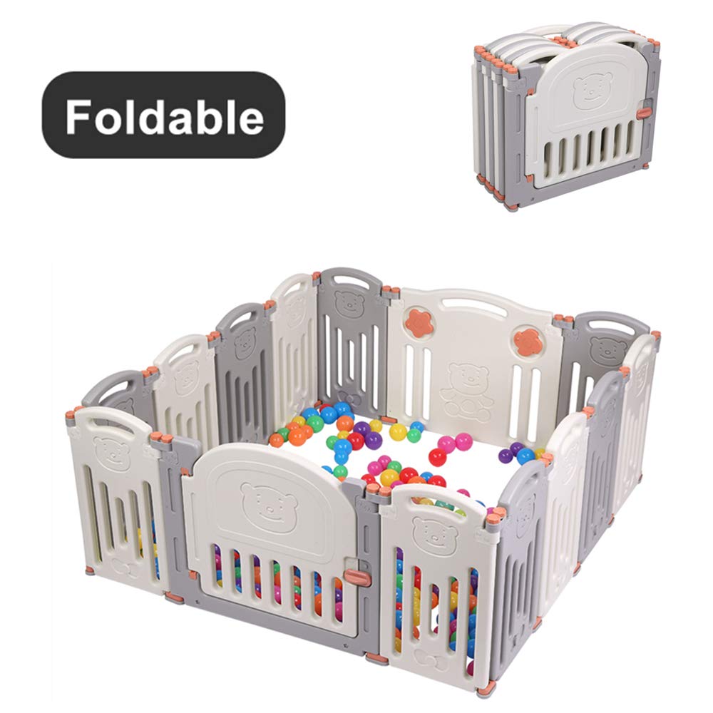 Baby-Playpen-14-Panels-Foldable-Play-Yard-Kids-Fence-Activity-Center-with-200-pcs-Pit-Balls-Indoor-Outdoor-B086MBXMWN-2 Baby Playpen 14 Panels Foldable Play Yard Kids Fence Activity Center with 200 pcs Pit Balls Indoor Outdoor B086MBXMWN 2