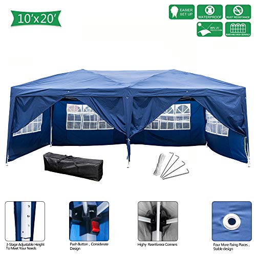 Variation WGT 010 6B of 1021520 Ft Easy Pop up Canopy Waterproof Party Tent Adjustable Height Outdoor Gazebo w 4 R B086ZCLHQD 326