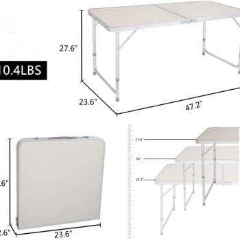 Aluminum Folding Table Multipurpose Picnic Camping Table 2 WEI GLOBAL Aluminum Folding Table Multipurpose Picnic Camping Table Portable and Adjustable Rectangle Table for Party B088BL21NB 2