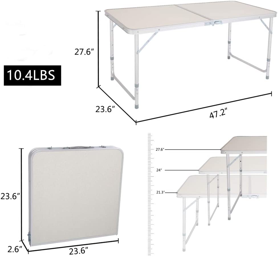 WEI-GLOBAL-Aluminum-Folding-Table-Multipurpose-Picnic-Camping-Table-Portable-and-Adjustable-Rectangle-Table-for-Party-B088BL21NB-2 WEI GLOBAL Aluminum Folding Table Multipurpose Picnic Camping Table Portable and Adjustable Rectangle Table for Party B088BL21NB 2