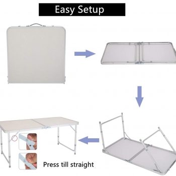 Aluminum Folding Table Multipurpose Picnic Camping Table 3 WEI GLOBAL Aluminum Folding Table Multipurpose Picnic Camping Table Portable and Adjustable Rectangle Table for Party B088BL21NB 3