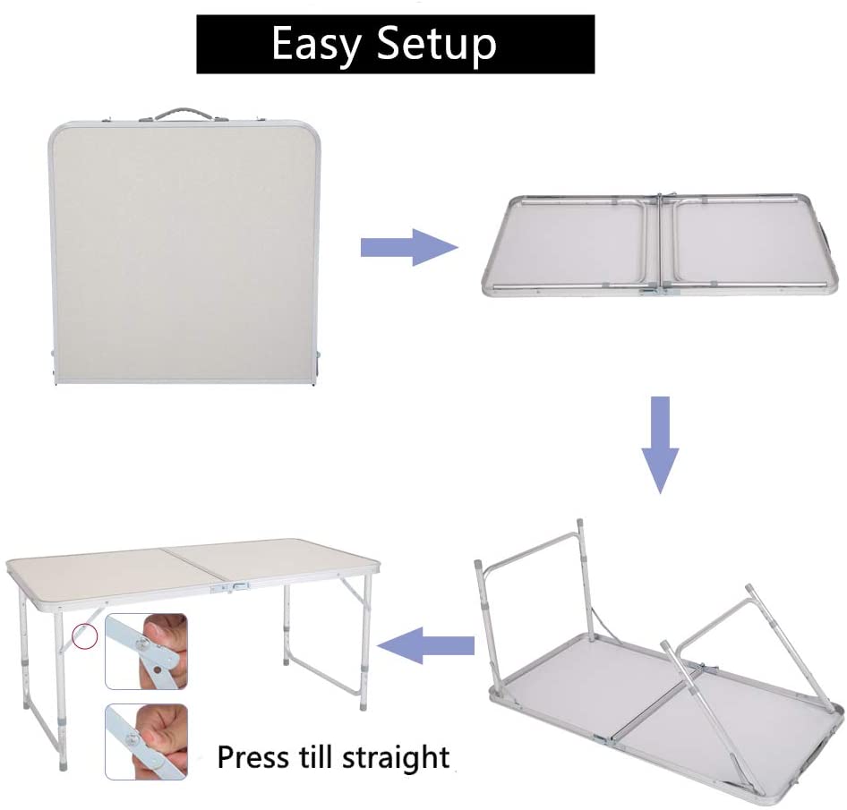 WEI-GLOBAL-Aluminum-Folding-Table-Multipurpose-Picnic-Camping-Table-Portable-and-Adjustable-Rectangle-Table-for-Party-B088BL21NB-3 WEI GLOBAL Aluminum Folding Table Multipurpose Picnic Camping Table Portable and Adjustable Rectangle Table for Party B088BL21NB 3