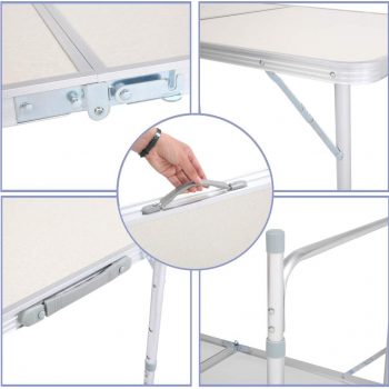 Aluminum Folding Table Multipurpose Picnic Camping Table 4 WEI GLOBAL Aluminum Folding Table Multipurpose Picnic Camping Table Portable and Adjustable Rectangle Table for Party B088BL21NB 4